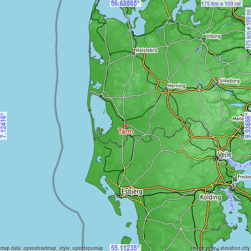 Topographic map of Tarm