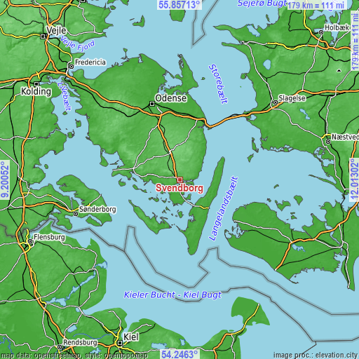 Topographic map of Svendborg