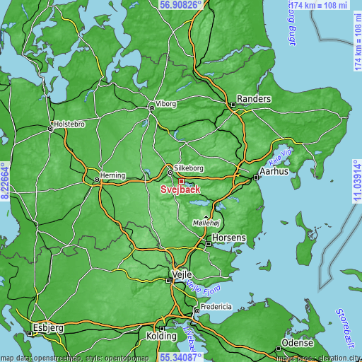 Topographic map of Svejbæk