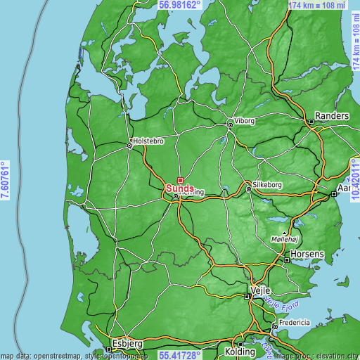 Topographic map of Sunds