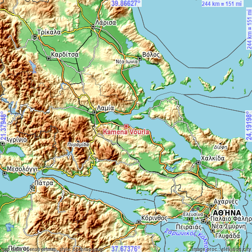 Topographic map of Kaména Voúrla