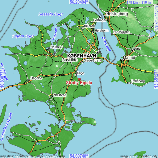 Topographic map of Strøby Egede