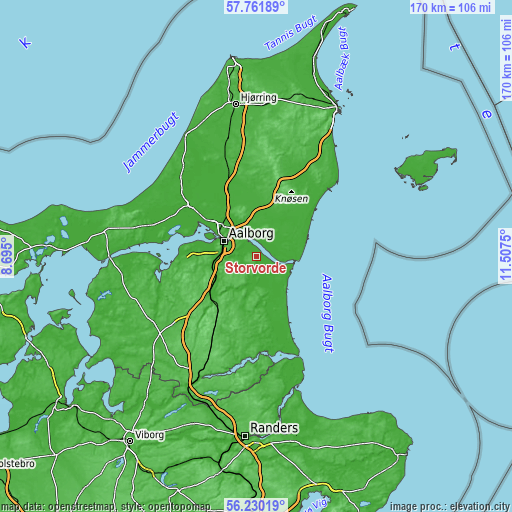 Topographic map of Storvorde