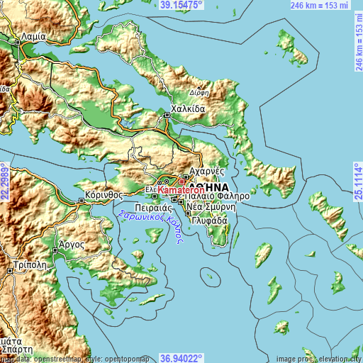 Topographic map of Kamaterón