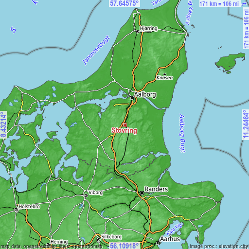 Topographic map of Støvring