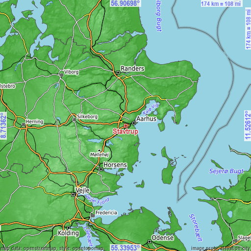 Topographic map of Stavtrup