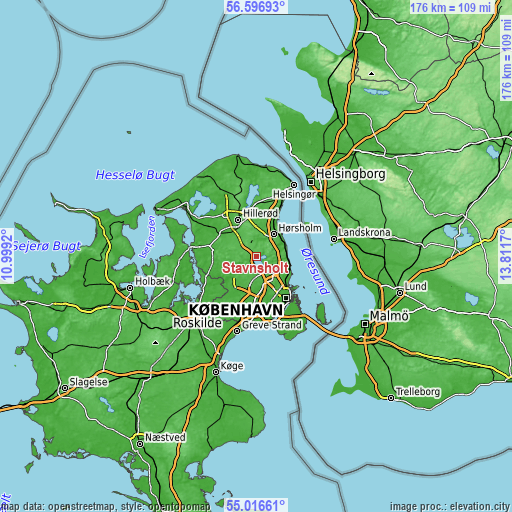 Topographic map of Stavnsholt