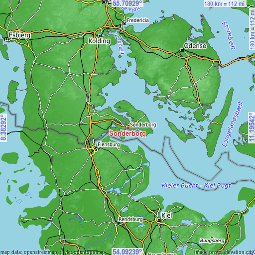 Topographic map of Sønderborg