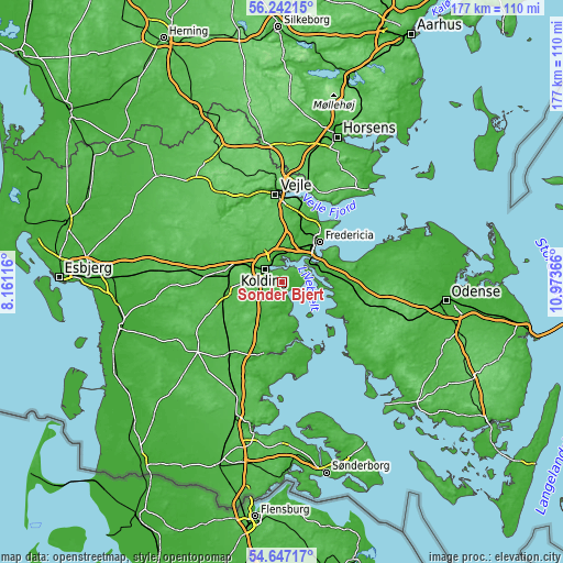 Topographic map of Sønder Bjert