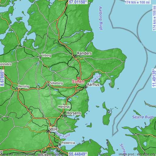 Topographic map of Søften