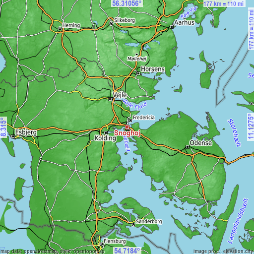 Topographic map of Snoghøj