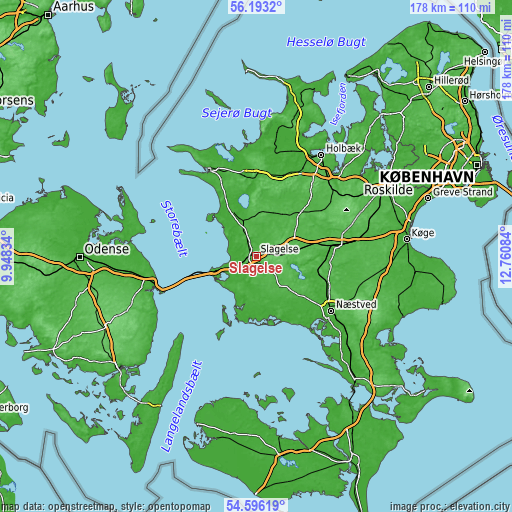 Topographic map of Slagelse