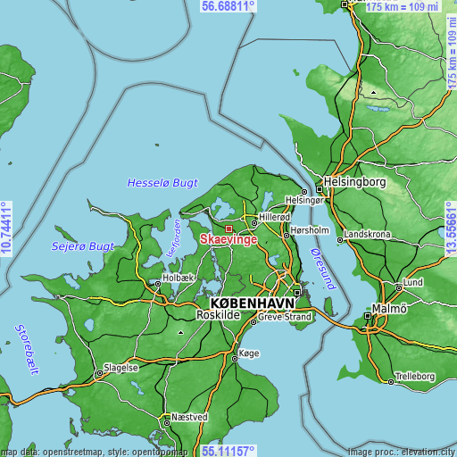 Topographic map of Skævinge