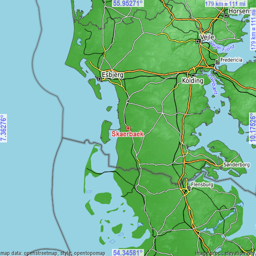 Topographic map of Skaerbaek