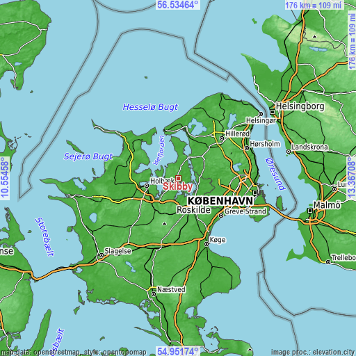 Topographic map of Skibby