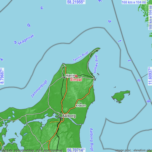 Topographic map of Sindal