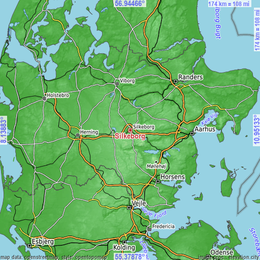 Topographic map of Silkeborg