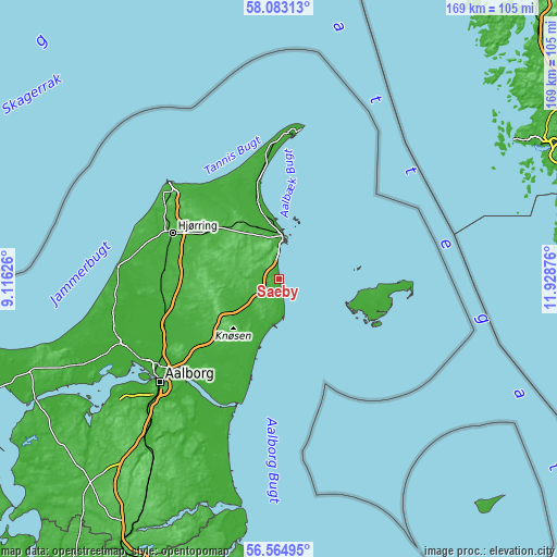 Topographic map of Sæby