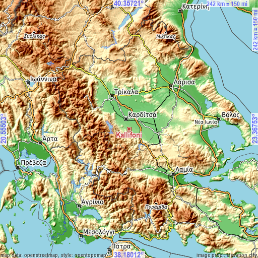 Topographic map of Kallifóni