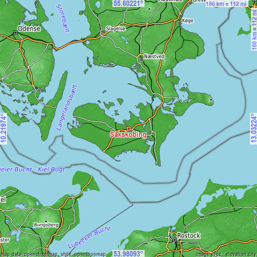 Topographic map of Sakskøbing