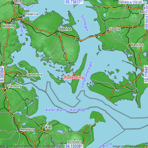 Topographic map of Rudkøbing