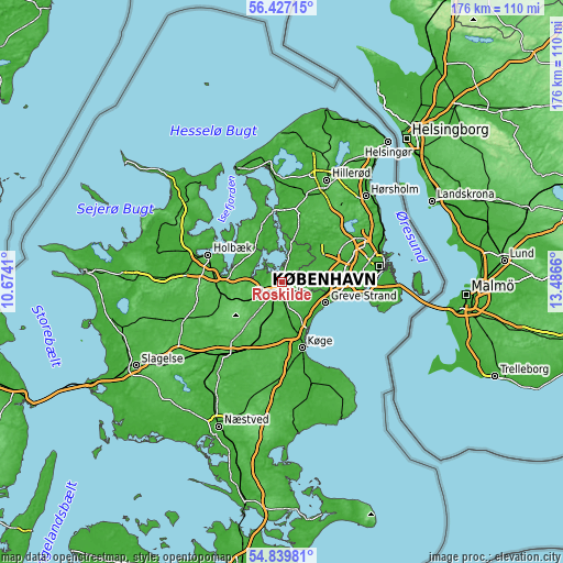 Topographic map of Roskilde