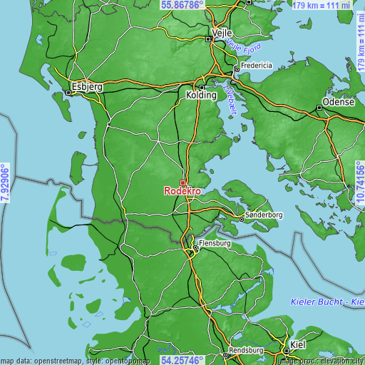 Topographic map of Rødekro