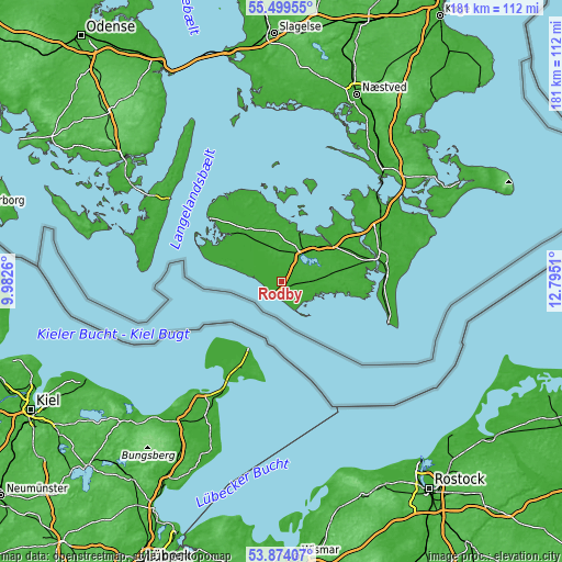 Topographic map of Rødby