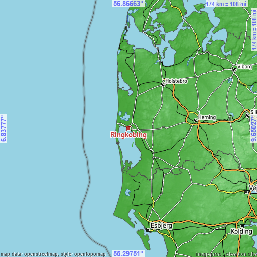 Topographic map of Ringkøbing