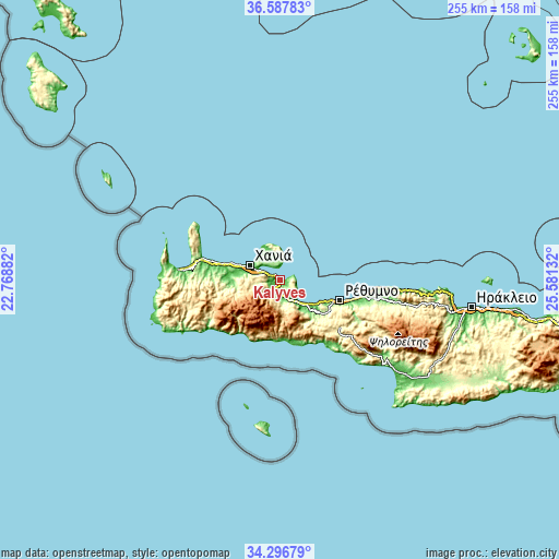 Topographic map of Kalýves