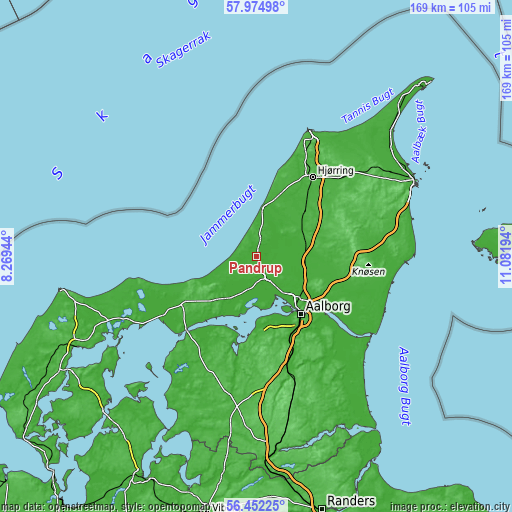 Topographic map of Pandrup