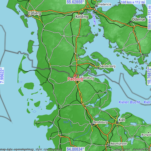 Topographic map of Padborg