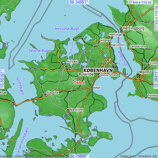 Topographic map of Osted