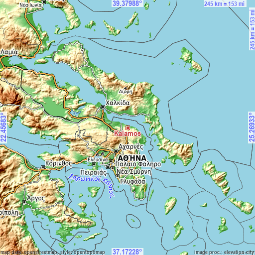 Topographic map of Kálamos