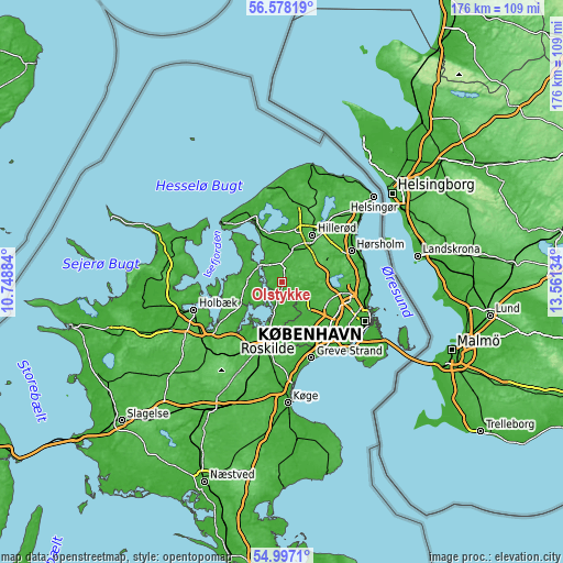 Topographic map of Ølstykke