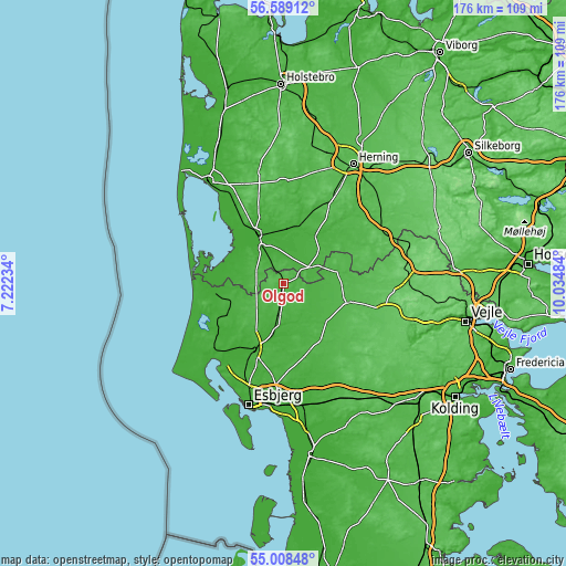 Topographic map of Ølgod