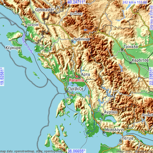 Topographic map of Kalamiá