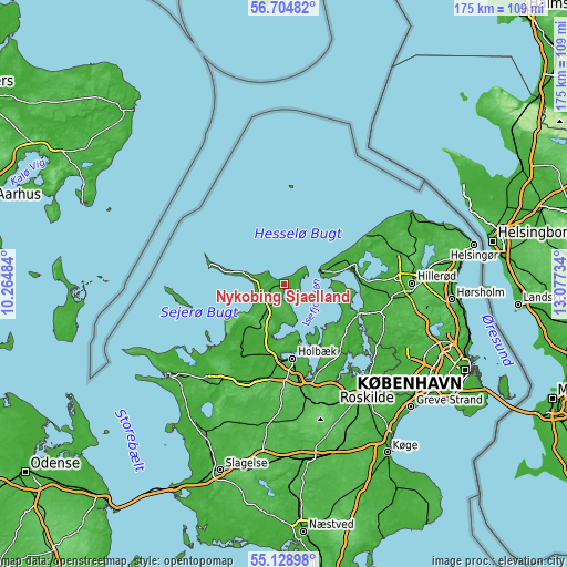 Topographic map of Nykøbing Sjælland