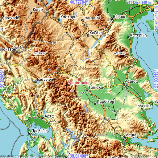 Topographic map of Kalampáka