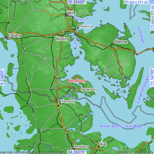 Topographic map of Nordborg