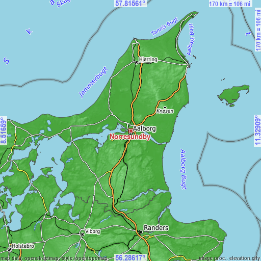 Topographic map of Nørresundby