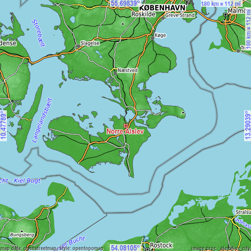 Topographic map of Nørre Alslev