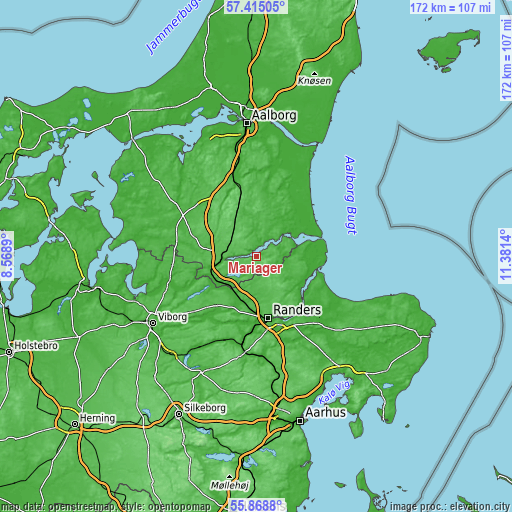 Topographic map of Mariager