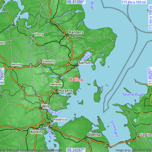 Topographic map of Malling