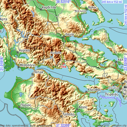 Topographic map of Itéa