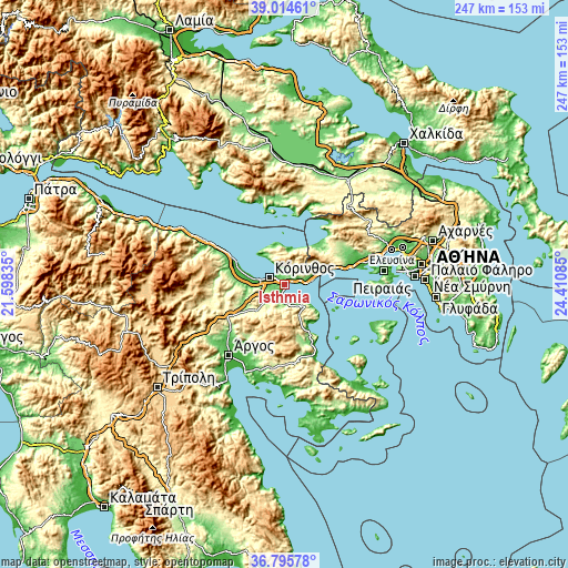 Topographic map of Isthmía