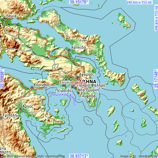 Topographic map of Irákleio