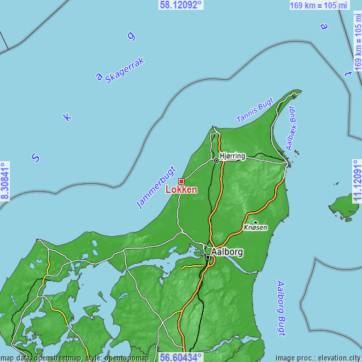 Topographic map of Løkken
