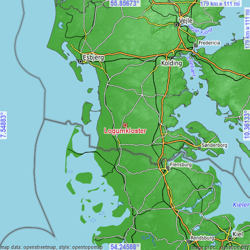 Topographic map of Løgumkloster