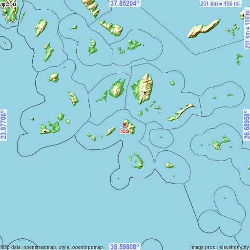 Topographic map of Íos